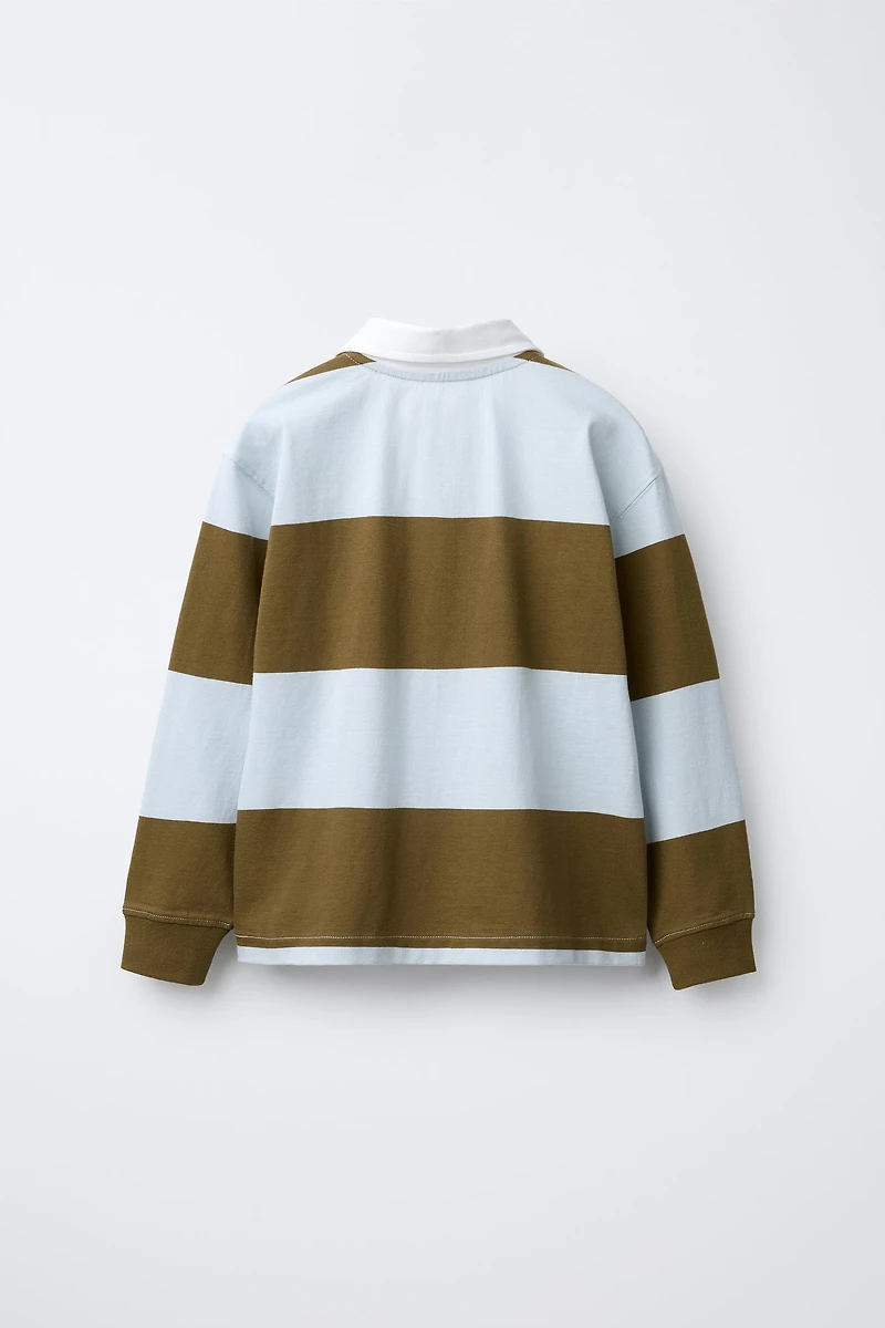 STRIPED POLO SHIRT WITH EMBROIDERED TEXT