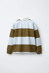 STRIPED POLO SHIRT WITH EMBROIDERED TEXT