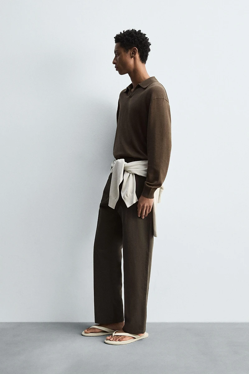 COTTON-HEMP KNIT POLO SHIRT