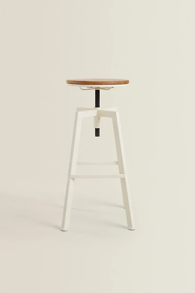 TABOURET HAUT PIVOTANT BOIS ET MÉTAL