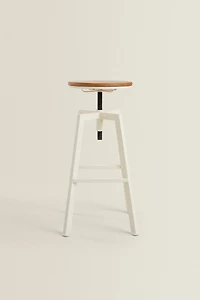 TABOURET HAUT PIVOTANT BOIS ET MÉTAL