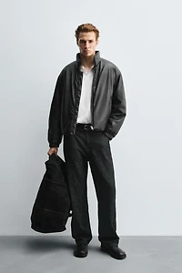 FAUX LEATHER PUFFER JACKET