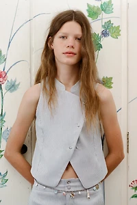 MANDARIN COLLAR WRAP VEST