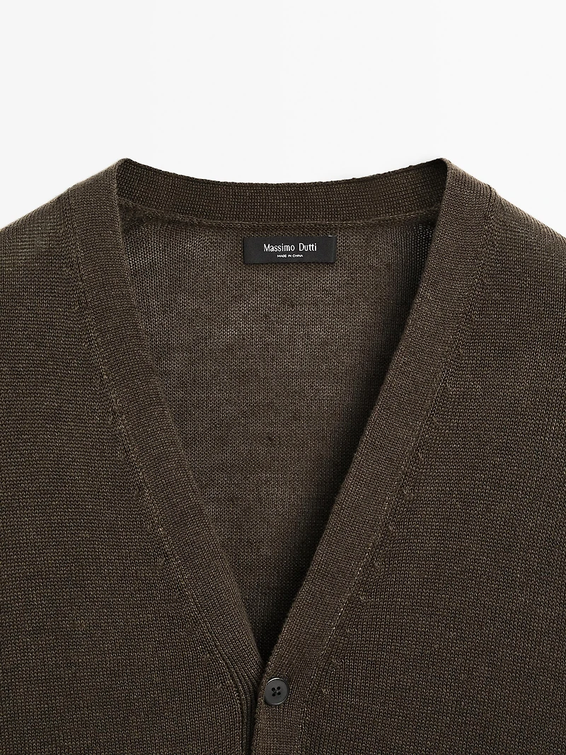 Knit linen blend cardigan