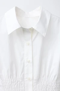 CONTRAST BOW ELASTIC SHIRT
