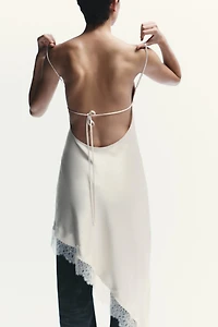 SATIN EFFECT LACE DRESS