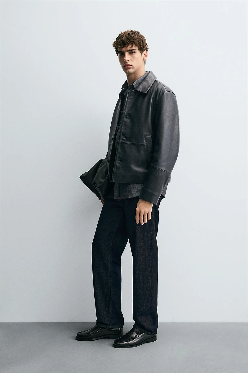 BOXY FIT LEATHER JACKET