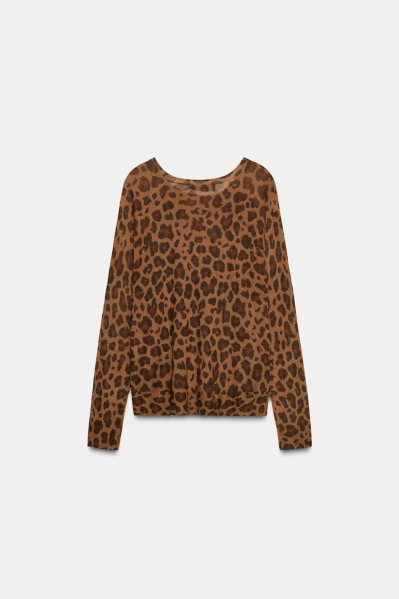 FINE KNIT ANIMAL PRINT JUMPER