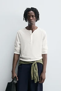 BUTTON NECK T-SHIRT