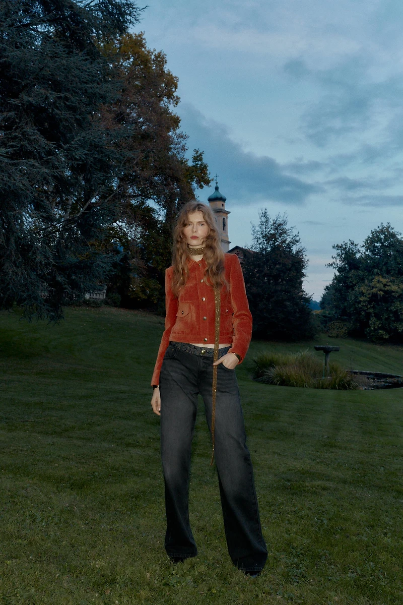 VELVET JACKET WITH SHOULDER PADS