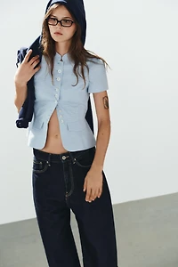 CHECKED PEPLUM TOP