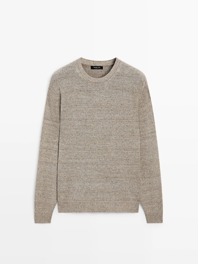 Pull maille rayures col rond