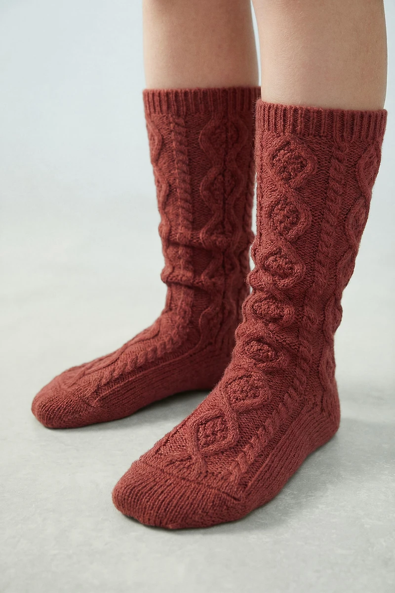 CHAUSSETTES HAUTES À MOTIF CÂBLES EN LAINE ÉDITION LIMITÉE