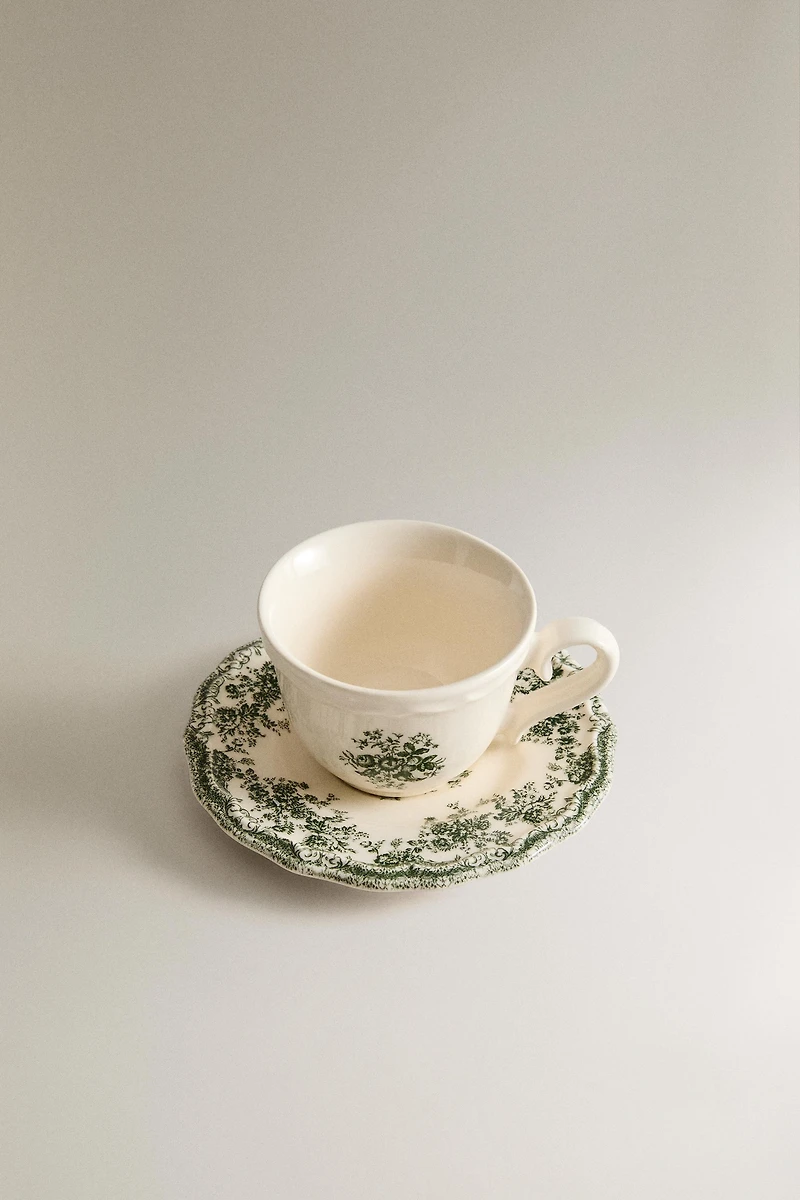 TASSE À CAFÉ AVEC SOUCOUPE À MOTIF FLORAL