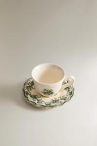 TASSE À CAFÉ AVEC SOUCOUPE À MOTIF FLORAL