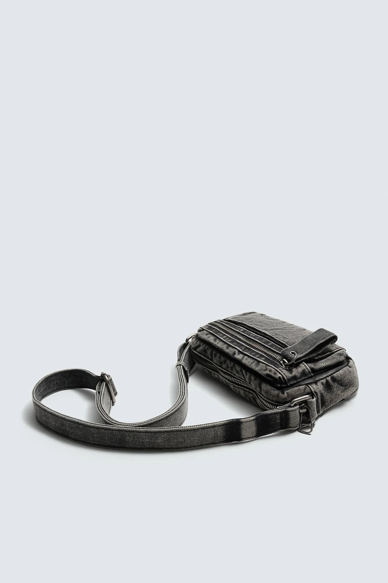 WASHED EFFECT DENIM CROSSBODY BAG