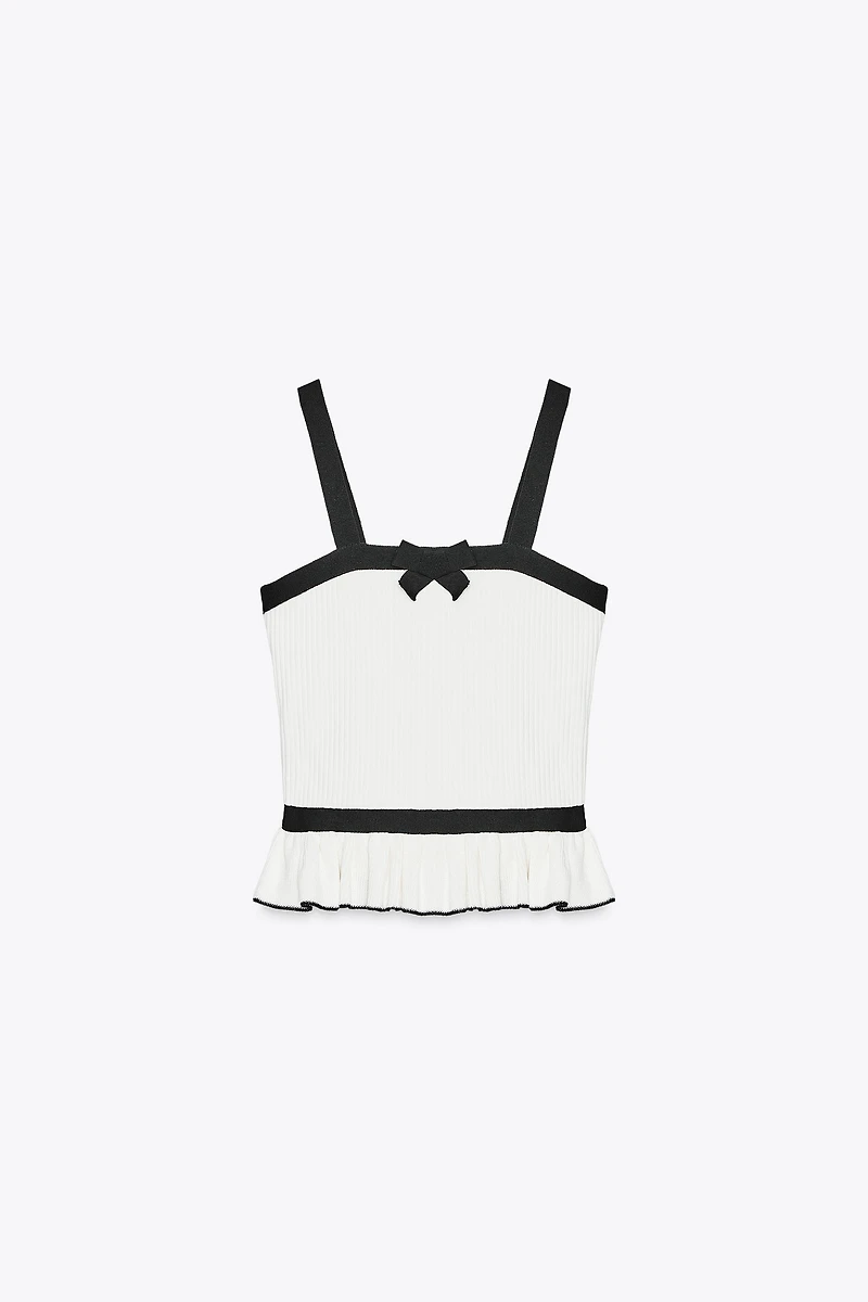 RIBBED KNIT BOW TOP