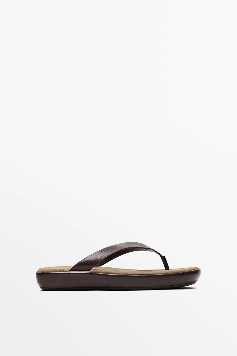 Sandale plateforme cuir
