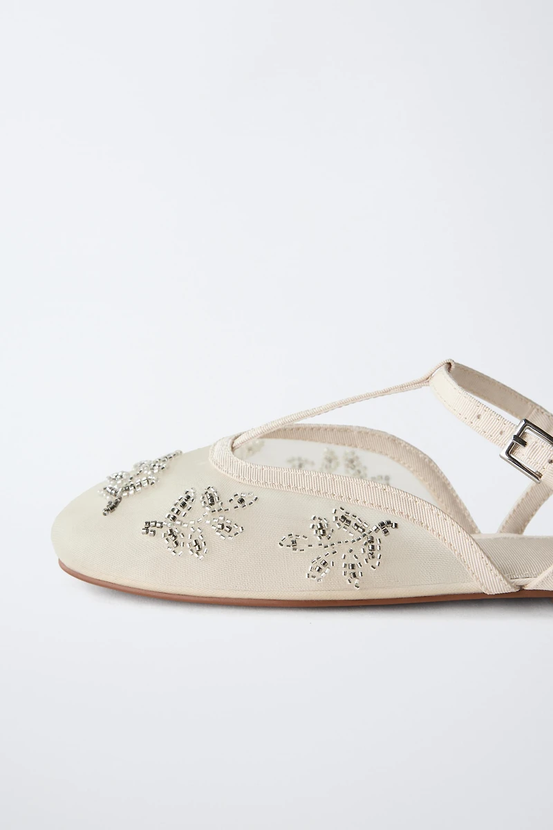 EMBROIDERED FANTASY SLINGBACK BALLET FLATS