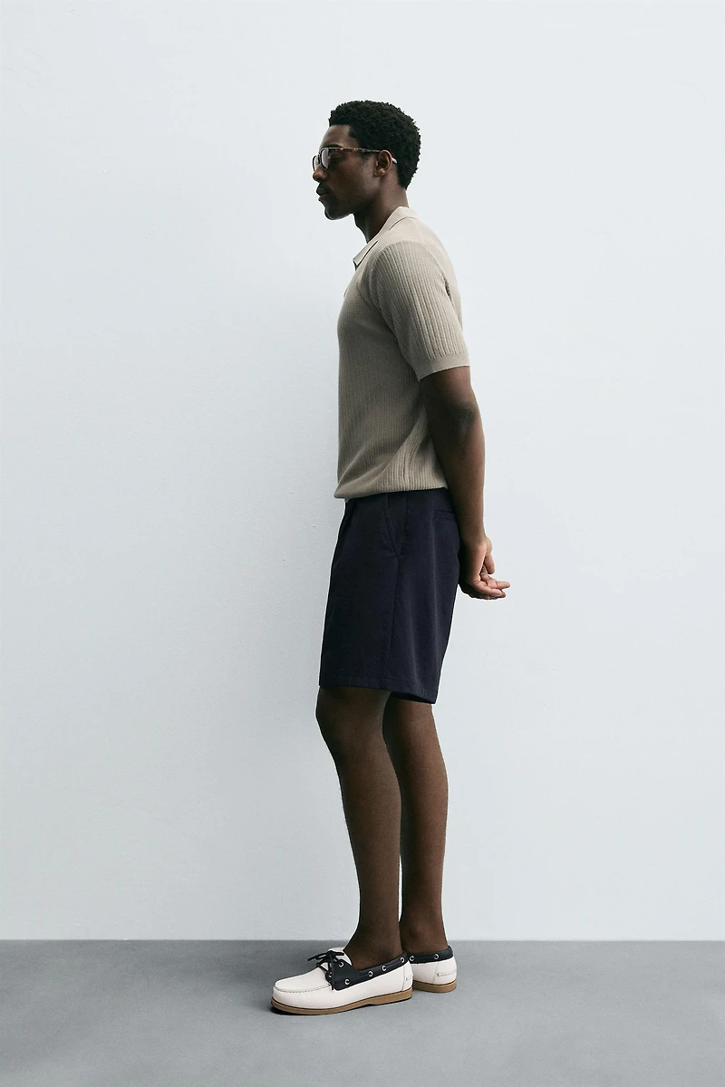 RIBBED KNIT POLO SHIRT