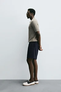 RIBBED KNIT POLO SHIRT