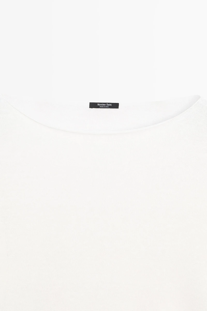 100% linen knit boat neck sweater