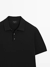 Short sleeve cotton knit polo shirt