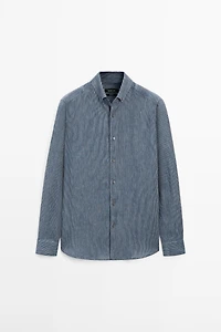 Chemise regular fit milleraies 100 % lin