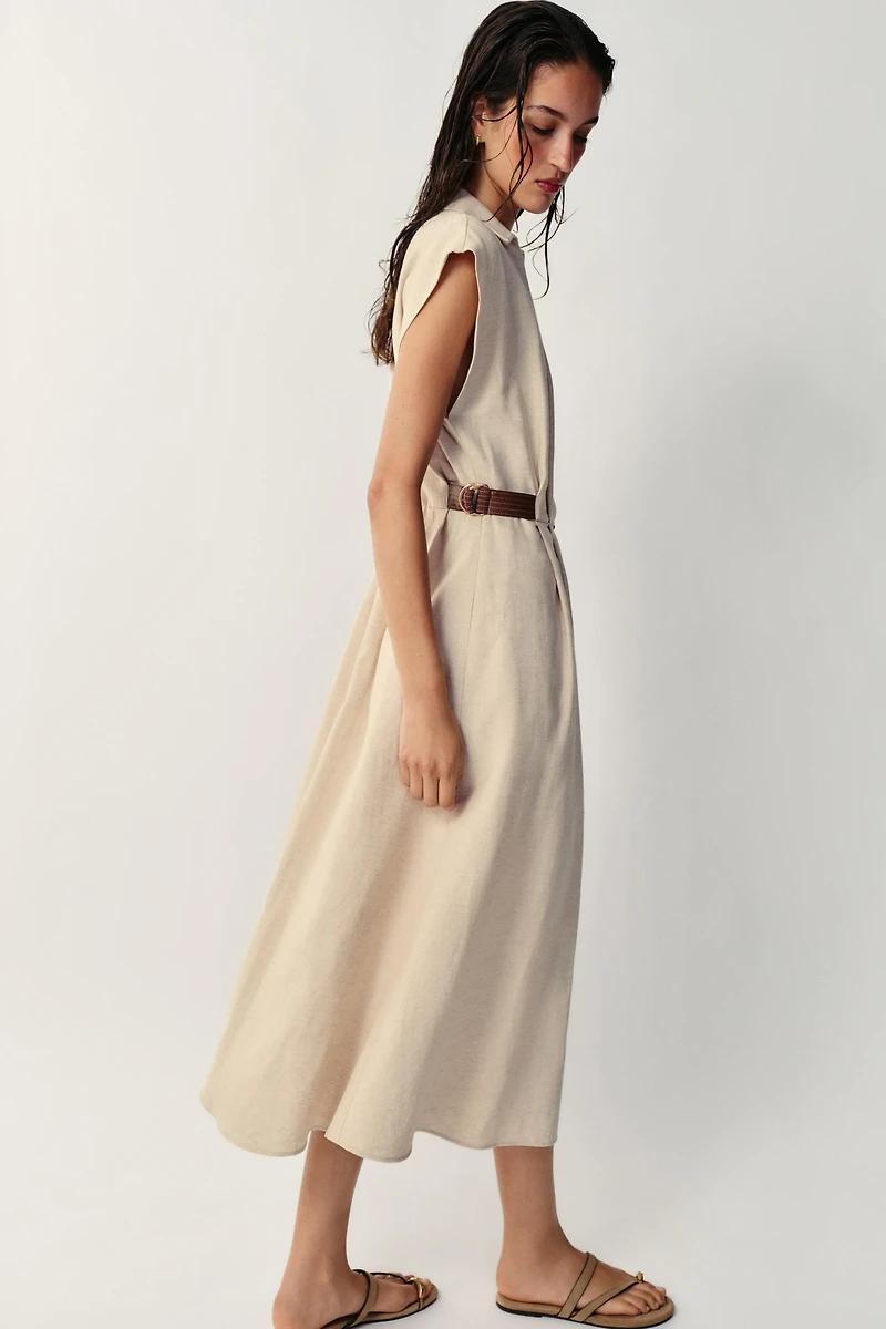 LINEN BLEND SHIRTDRESS