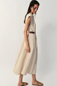 LINEN BLEND SHIRTDRESS