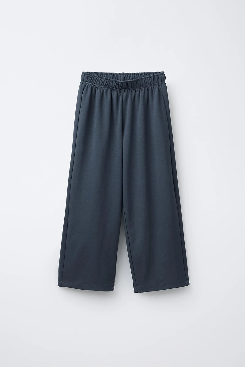 ENSEMBLE SWEAT ET PANTALON EN MOLLETON À JAMBES LARGES UNIE