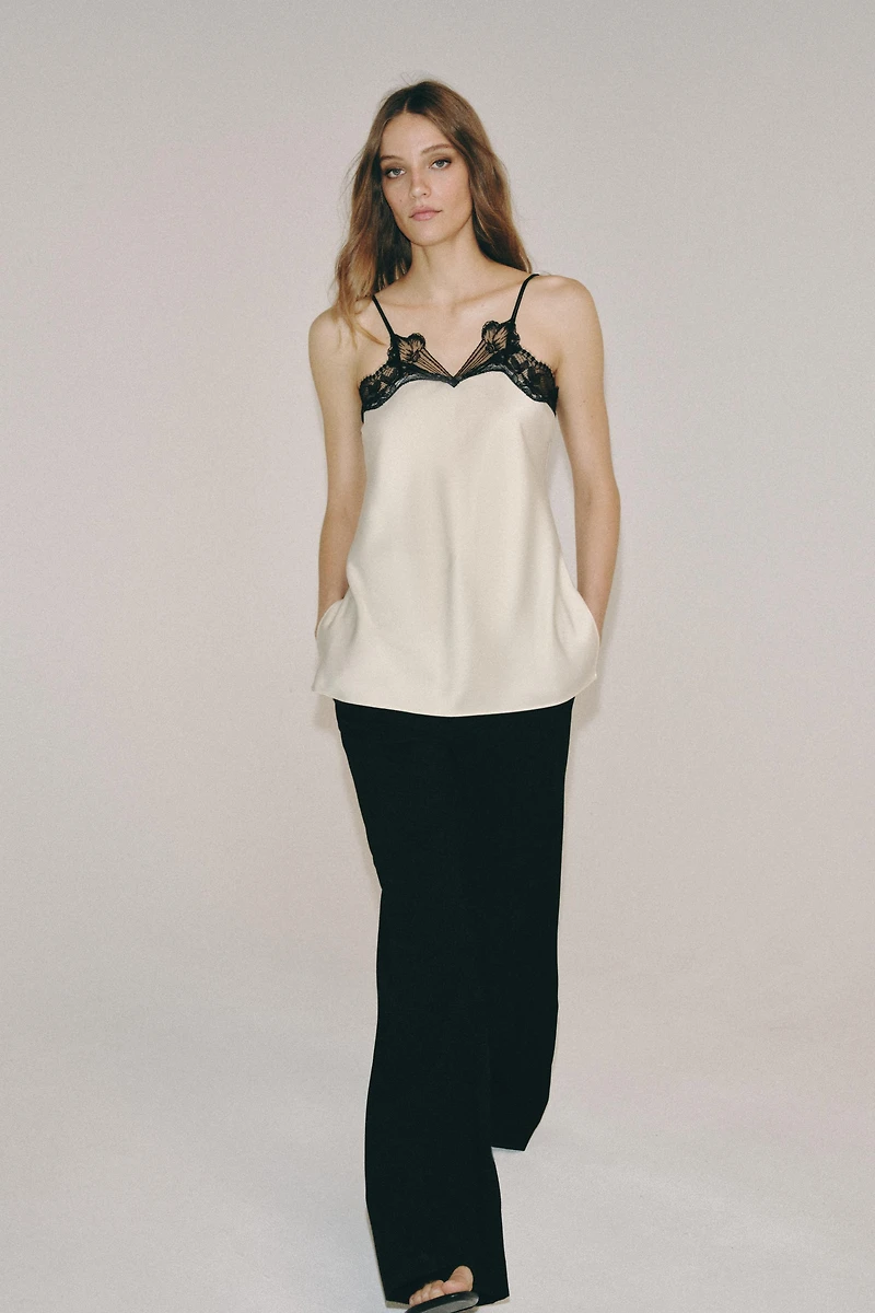 ZW COLLECTION CONTRAST LACE TOP