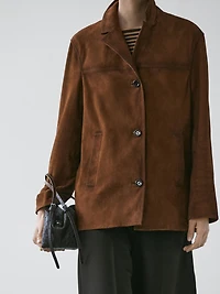 Suede leather blazer with pockets