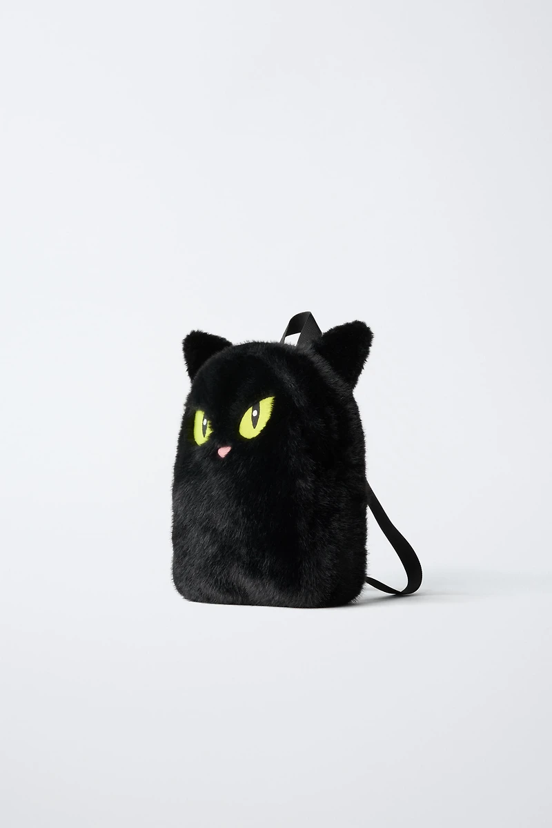 HALLOWEEN FAUX FUR CAT BACKPACK