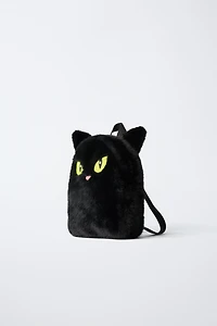 HALLOWEEN FAUX FUR CAT BACKPACK
