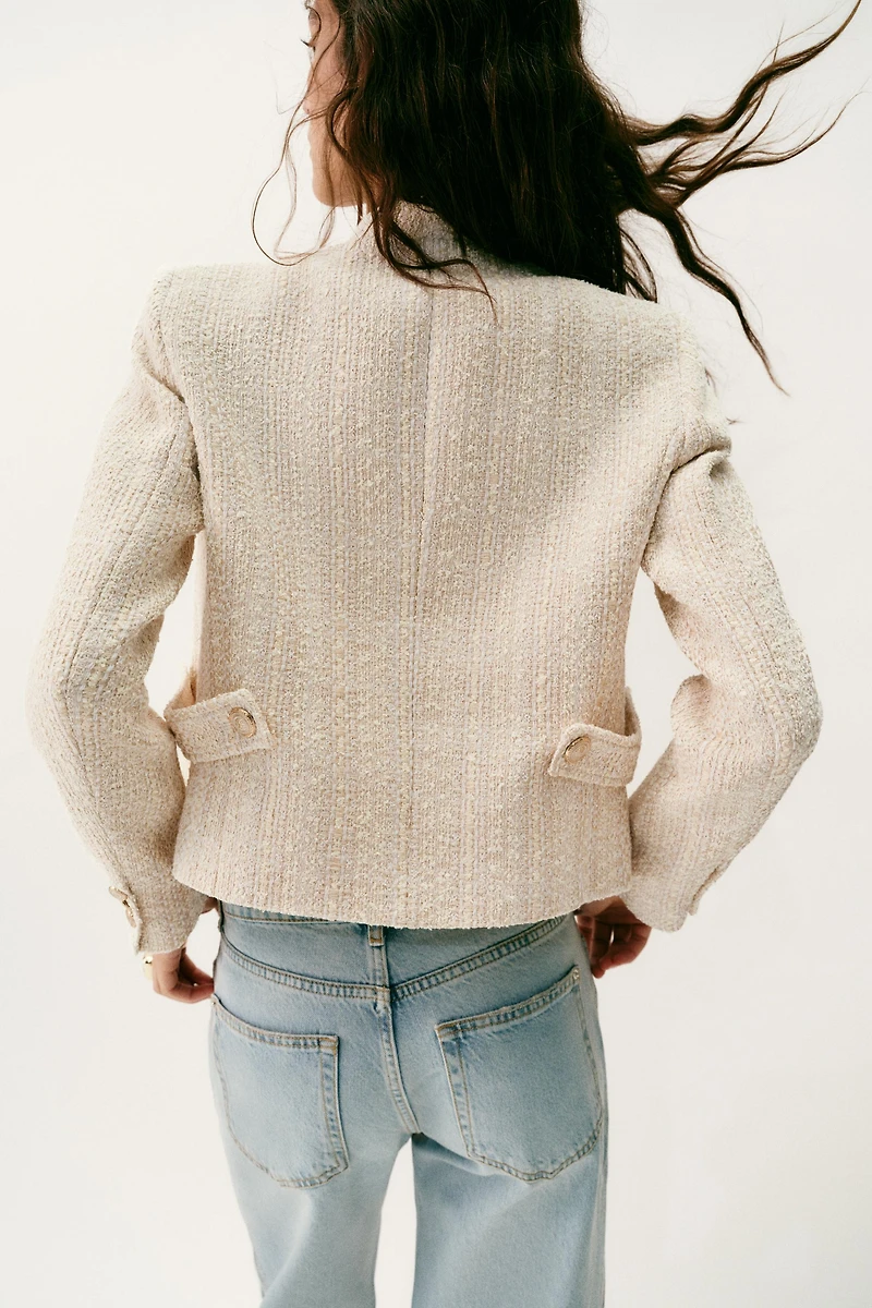 BLAZER STRUCTURÉ ÉPAULETTES FIL MÉTALLISÉ
