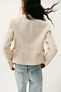 BLAZER STRUCTURÉ ÉPAULETTES FIL MÉTALLISÉ