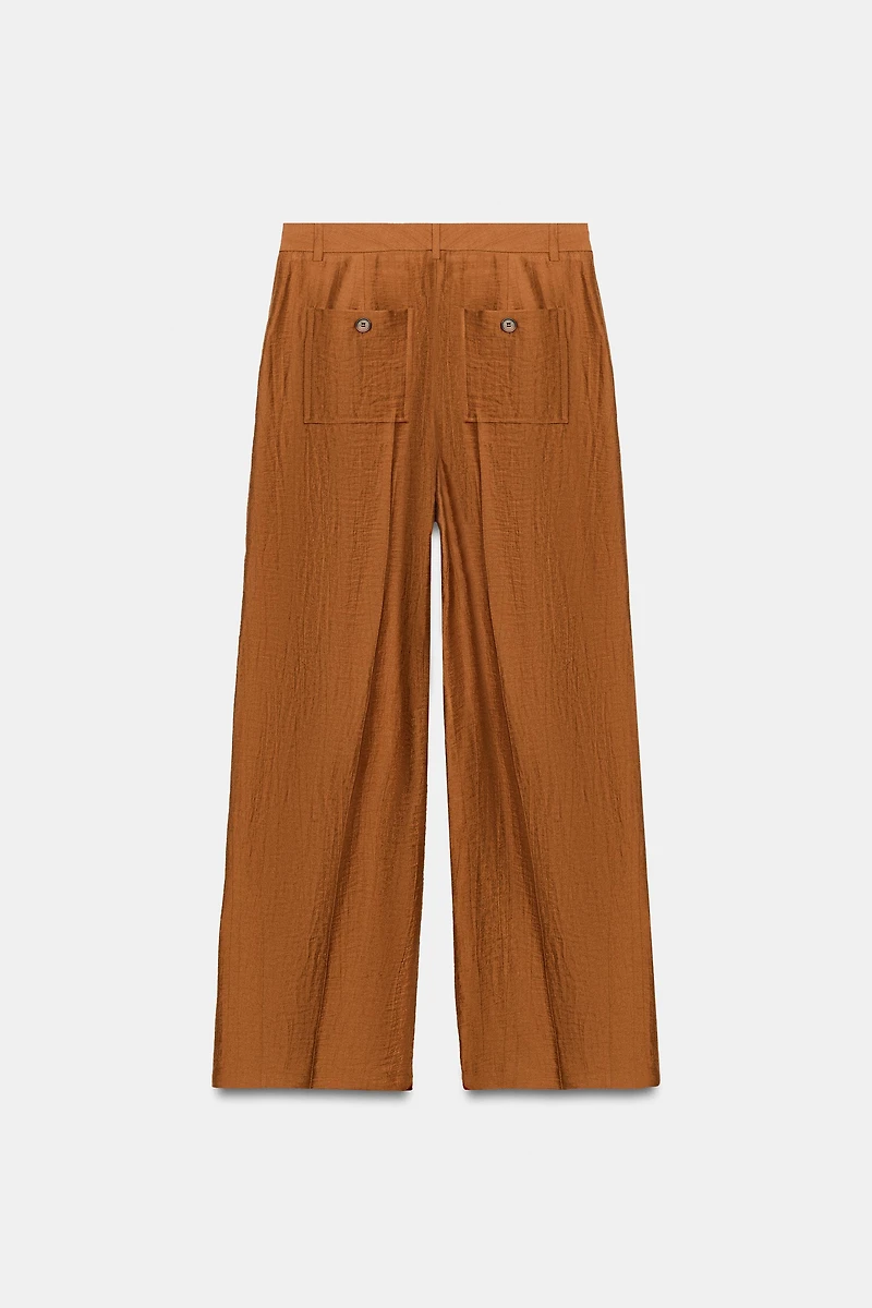 FLOWY LINEN BLEND PANTS WITH SLITS