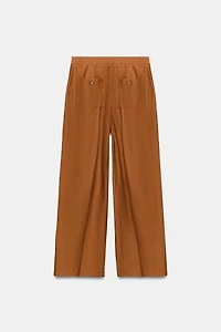 FLOWY LINEN BLEND PANTS WITH SLITS