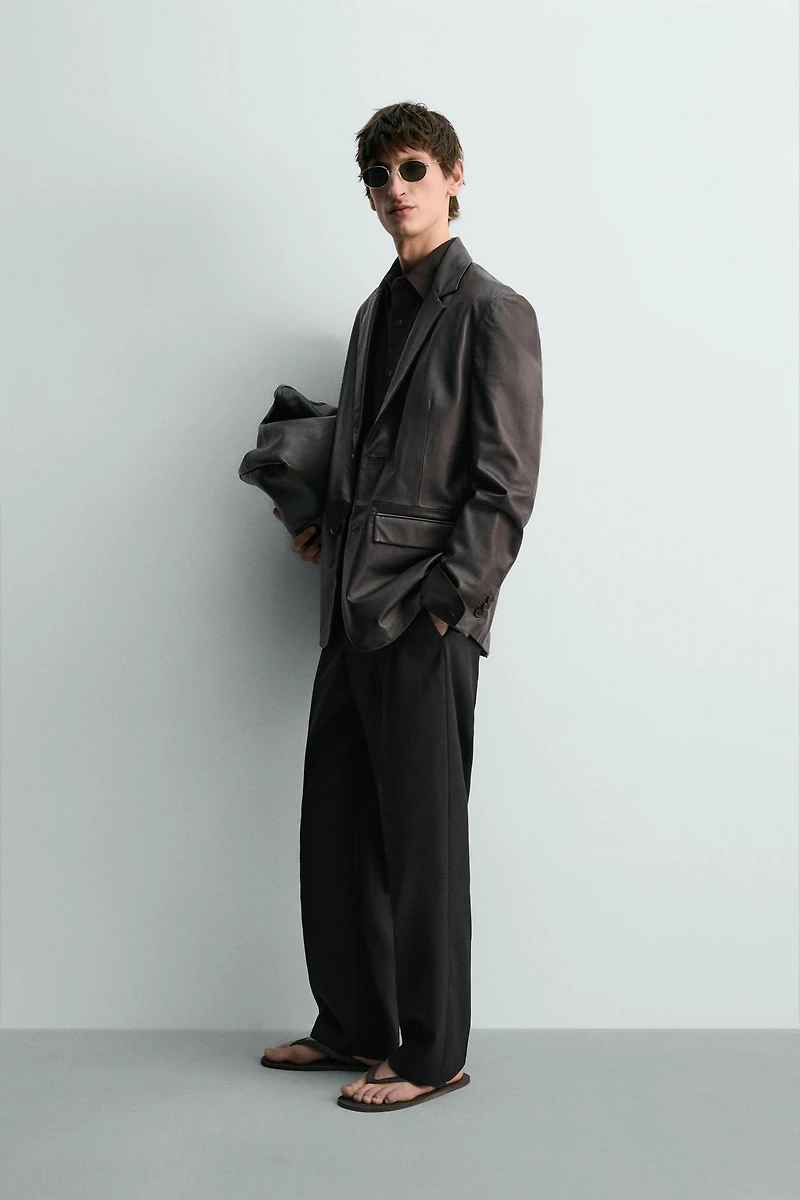 RELAXED FIT LEATHER BLAZER