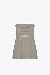 STRAPLESS PINSTRIPE DRESS