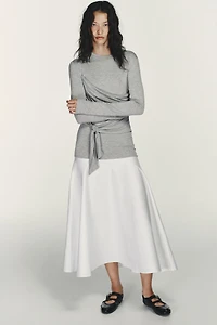 COMBINATION TIE-DETAIL MIDI DRESS