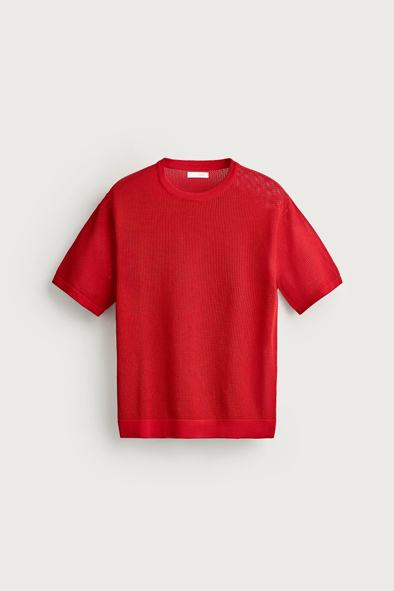 OPEN-KNIT TEXTURED T-SHIRT
