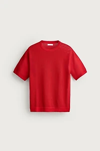 OPEN-KNIT TEXTURED T-SHIRT