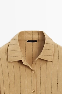 Chemise fluide à rayures avec détail ceinture