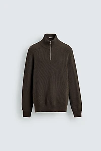 PURL KNIT ZIP-UP JUMPER