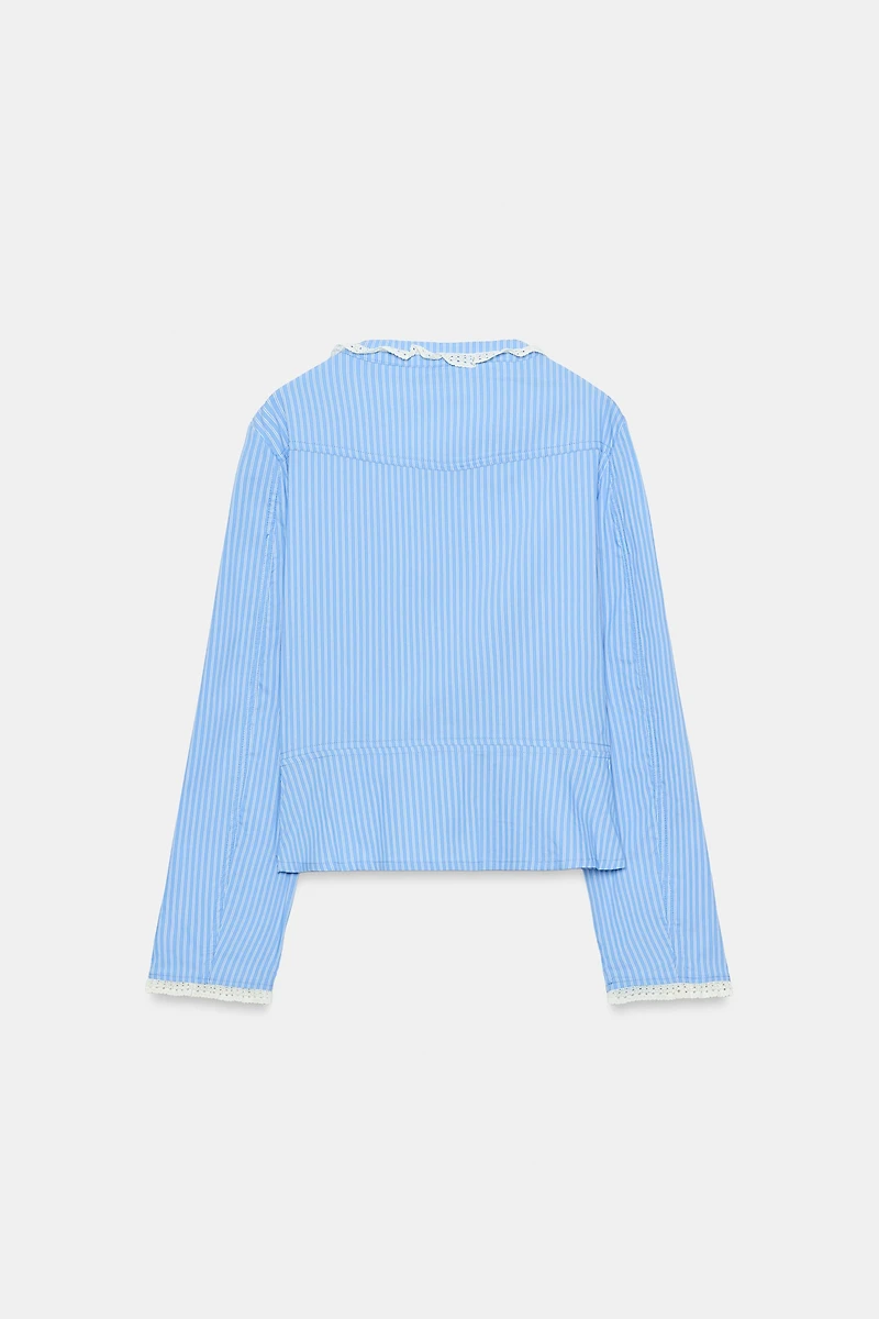 STRIPED LACE POPLIN JACKET