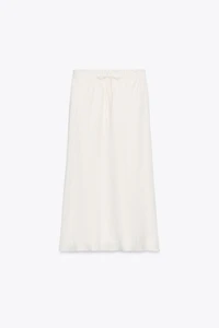 ZW COLLECTION 100% LINEN MIDI SKIRT