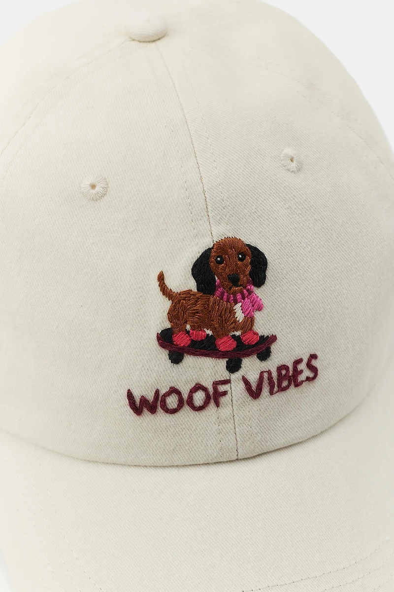 EMBROIDERED DOG TWILL CAP
