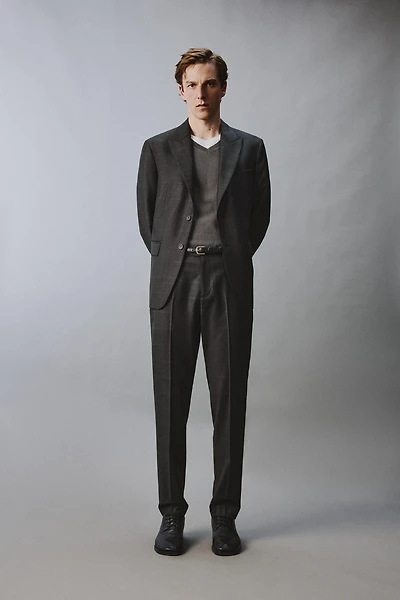100% WOOL PLAID SUIT JACKET